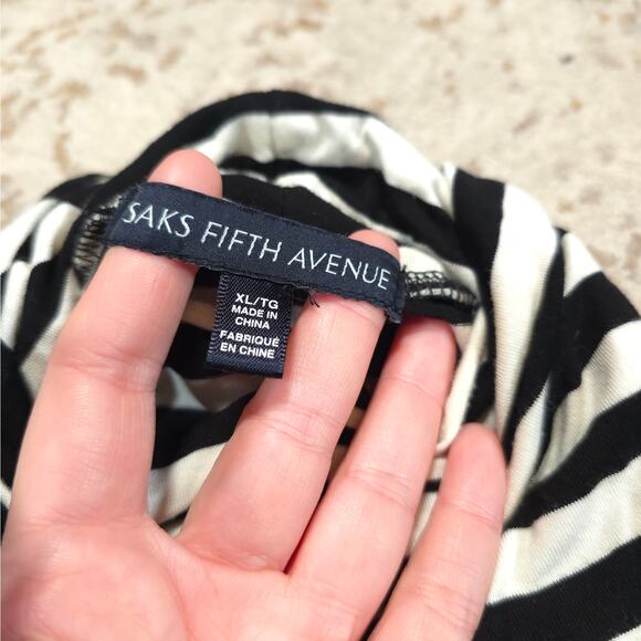 Saks Fifth Avenue Cowl Turtleneck Striped Long Sleeve Blouse Women Size XL - Picture 3 of 7